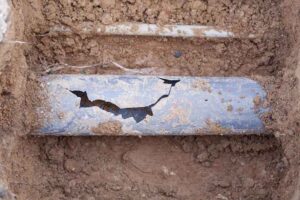 a broken sewer line